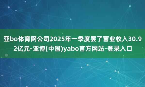 亚bo体育网公司2025年一季度罢了营业收入30.92亿元-亚博(中国)yabo官方网站-登录入口