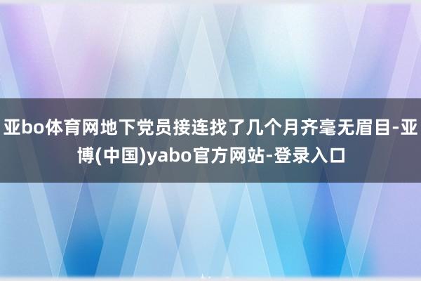 亚bo体育网地下党员接连找了几个月齐毫无眉目-亚博(中国)yabo官方网站-登录入口