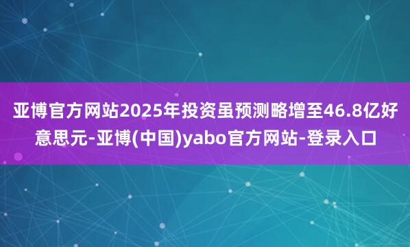 亚博官方网站2025年投资虽预测略增至46.8亿好意思元-亚博(中国)yabo官方网站-登录入口