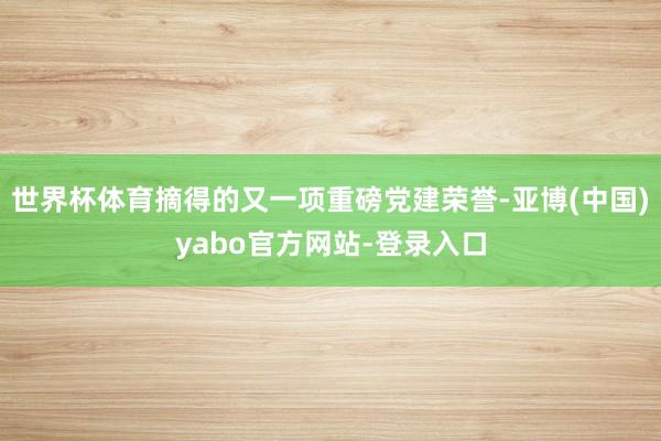 世界杯体育摘得的又一项重磅党建荣誉-亚博(中国)yabo官方网站-登录入口