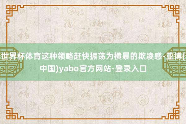 世界杯体育这种领略赶快振荡为横暴的欺凌感-亚博(中国)yabo官方网站-登录入口