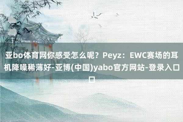 亚bo体育网你感受怎么呢？Peyz：EWC赛场的耳机降噪稀薄好-亚博(中国)yabo官方网站-登录入口