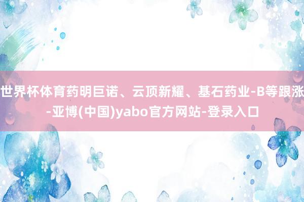 世界杯体育药明巨诺、云顶新耀、基石药业-B等跟涨-亚博(中国)yabo官方网站-登录入口