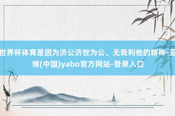 世界杯体育是因为济公济世为公、无我利他的精神-亚博(中国)yabo官方网站-登录入口